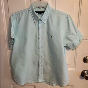 Ralph Lauren Womens Pastel Blue Button Down Shirt
